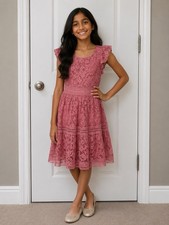 Rare Editions Girls Dress Size 10 NWT Dusty Rose Lace Party Dress