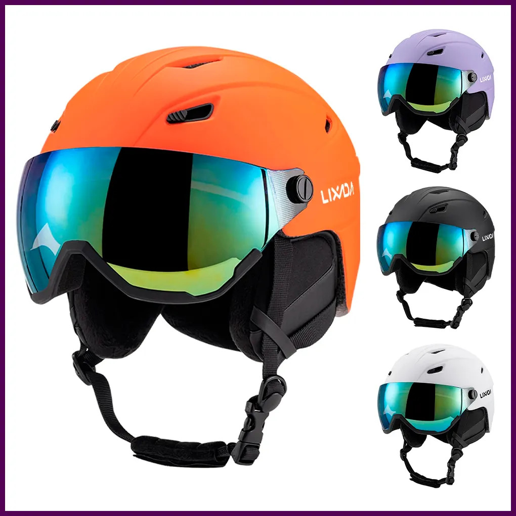 Casco de esquí integrado para hombres y mujeres Casco de snowboard con visera extraíble