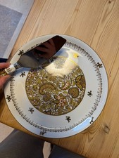 Lovely Vintage Frenceh Philivite cake platter and knife Gold & White