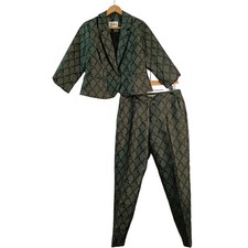 Darling London Women's Trouser Suit Size 12 Green Snake Print Preloved