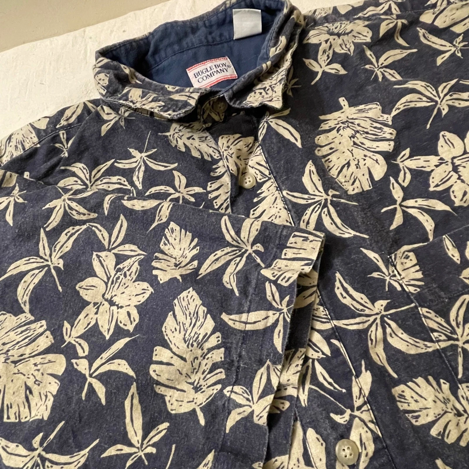 Bugle Boy Company XXL Mens Short Sleeve Floral Shirt Button Down Casual Vintage