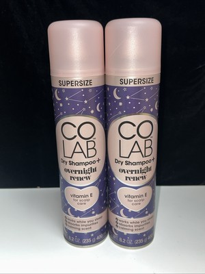NEW-2 PACK- Co Lab DRY SHAMPOO + OVERNIGHT RENEW SUPERSIZE~ 8.2oz Each COLAB