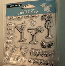 Fiskars Clear Stamps   Join the Party, 13 Pieces, Party Theme