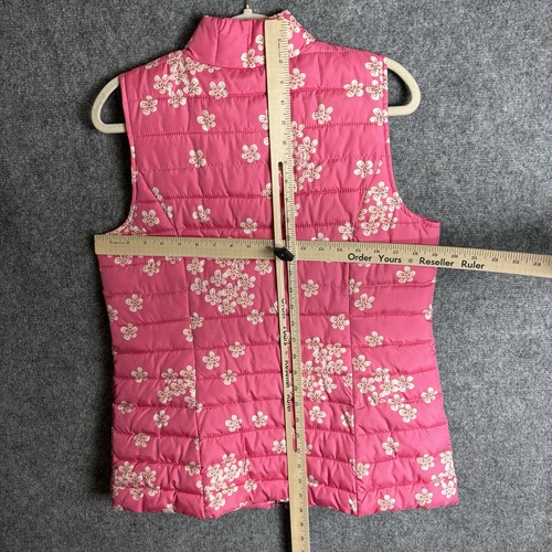 J. Jill Vest Women's Small Pink Floral Puffer Quilted Pockets Full Zip - Picture 5 of 10