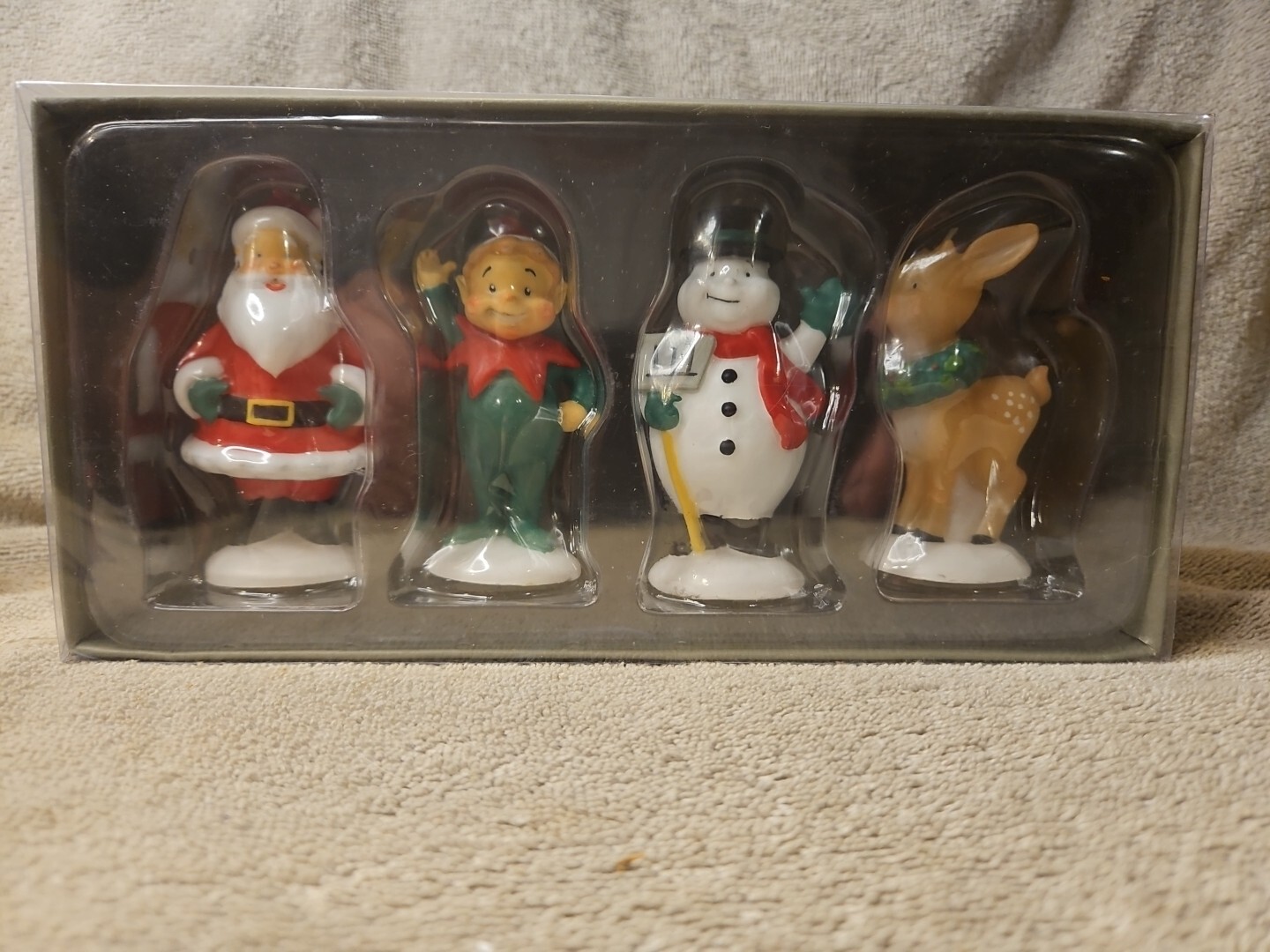 Candles Set of 4 Santa-Elf-Snowman-Reindeer 4 Inch Unscented Cannons Falls Inc-image