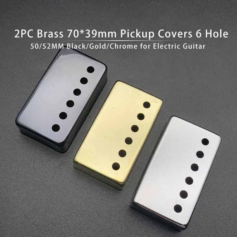2Pcs Brass Humbucker Pickup Covers 6 Hole 49/50/52MM Space For Epiphone