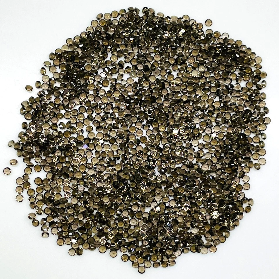 Lote de 500 piedras preciosas sueltas calibradas de cuarzo ahumado natural de 1,5 mm de corte redondo VVS Foto 3 de 4