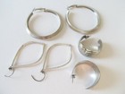 Vintage Trio Silver Tone Metal Earrings — photo 3
