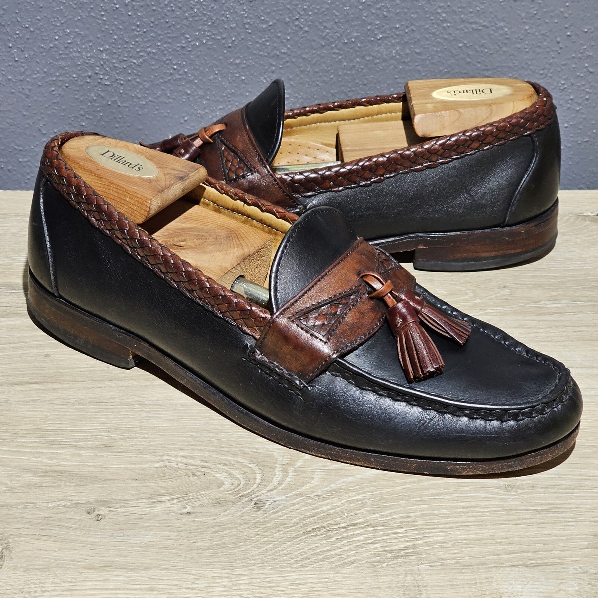 Allen Edmonds Mens 9.5 D Maxfield Dress Shoes Brown Leather Tassel Loafer USA Allen Edmonds MAXFIELD Brown Tassel Loafers 9.5D Braided  main image 3