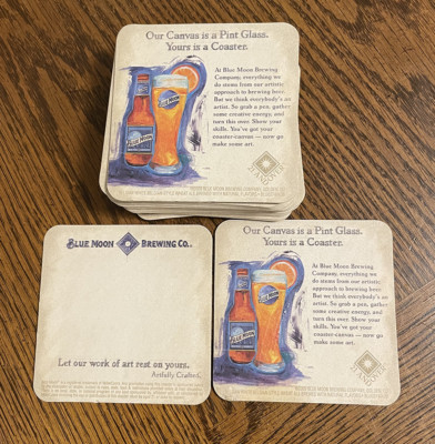 Vintage Blue Moon Beer Coasters:  Artfully Crafted  from 2009