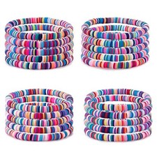 Heishi Surfer Bracelets Set Polymer Clay Heishi Beads Stretch Colorful-2