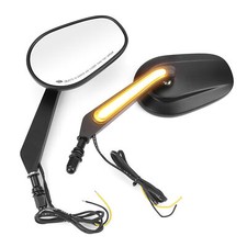 Espejos retrovisores laterales negros para motocicleta con señales de giro LED para Harley Dyna FLD