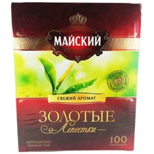Maiski Chai Zolotye Lepestki schwarzer Ceylon Tee 100 Teebeutel Schwarztee