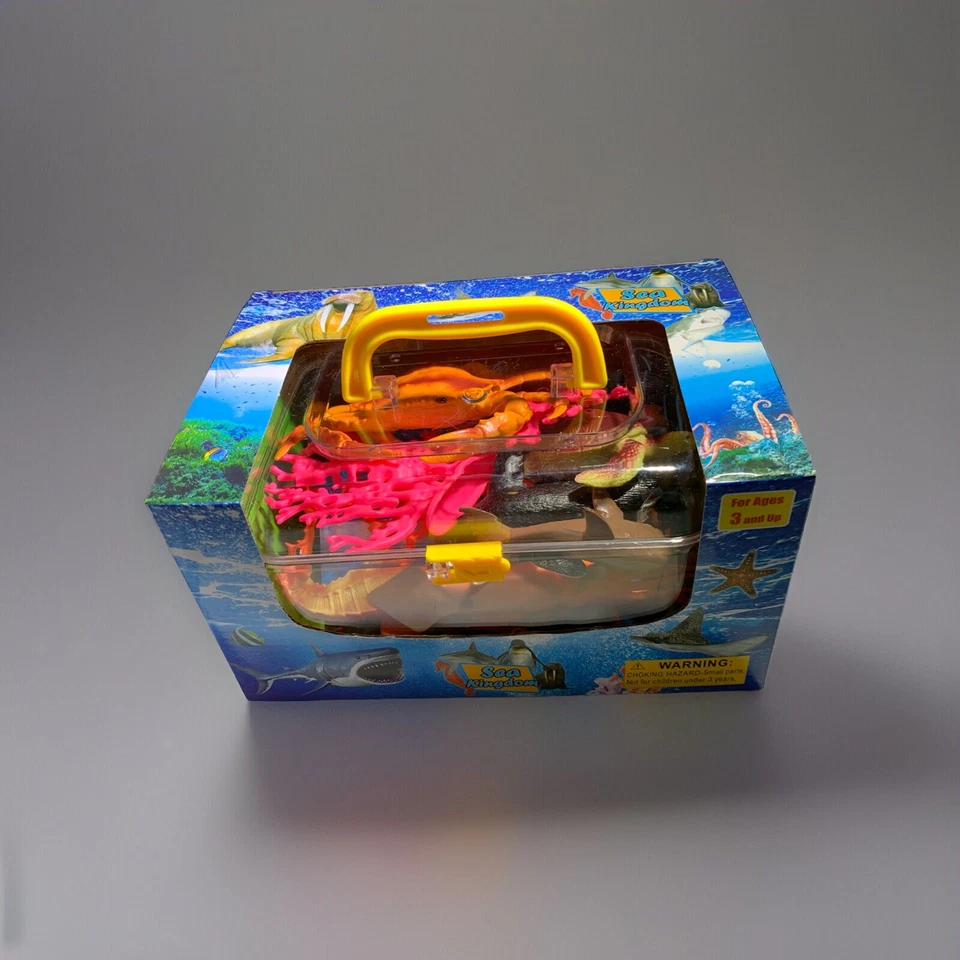 12 Pieces Ocean Animal Play-set STEM Education Toy w/ Storage Case for Kids - Image 4 of 4