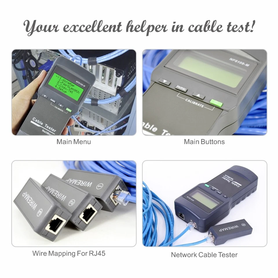 NOYAFA NF-8108M RJ45 NetWork Lan Cable Wire Length Tester LCD +8 Remote Units - Bild 3 von 4