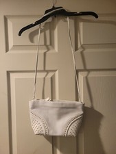 Rare Vintage 1980s Susan Gail White Leather Medium Studded Crossbody Purse