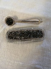 beaded hair barrettes 3  gray-purplish Clip In Decoration Rhinestone Glam