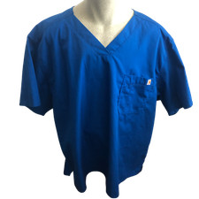 Carhartt Size 3X Unisex Ripstop Blue Scrub Top Classic Fit V Neck Utility Pocket
