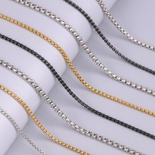 Men Women Square Rolo Chain Necklace Stainless Steel Box diy titanium steel