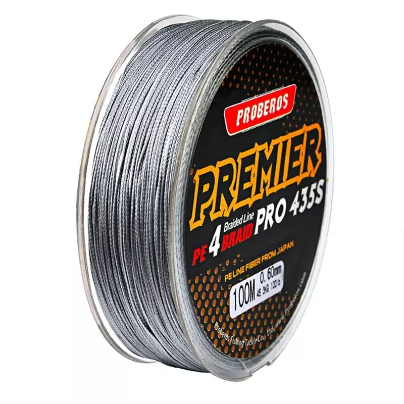 PE Braided Gray 100M Fishing Line 4 Strands 10 50 100 LB Pound