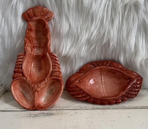 Ceramic Divided Dish Lobster / Crab VTG Made In USA Figural Serving Beachcomber