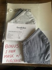 Goodfellow 3 pc Fabric Face Masks Size L/XL - Gray Striped Navy Reversible FREE