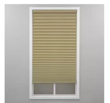 Camel Cordless Light Filtering Polyester 1 in. Pleated Shade 37.5 in. W x 72 in.