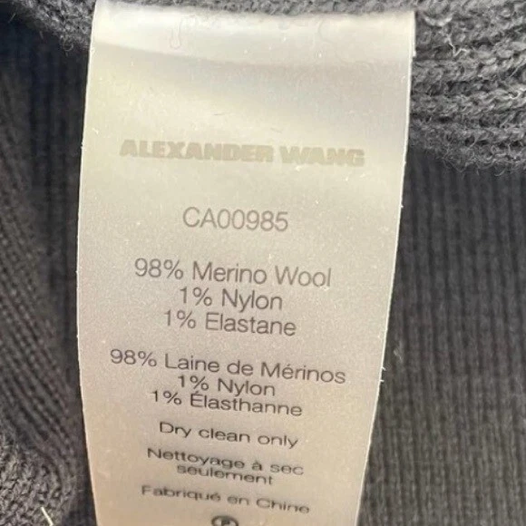 Abito maglione maglia a costine nero T Alexander Wang scollo a barca a scatto taglia XS