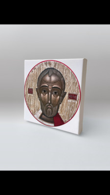 St. Nicholas print on canvas Orthodox icon 6x6 inches