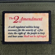 2nd Amendment Patch Moral Second Tactical Military Army USA Flag Hook & Loop 3x2