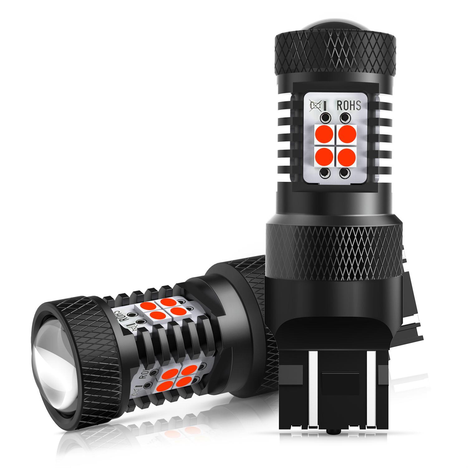 AUXITO CANBUS 7443 LED Red DRL Turn Signal Parking Side Marker Light Bulbs 2X