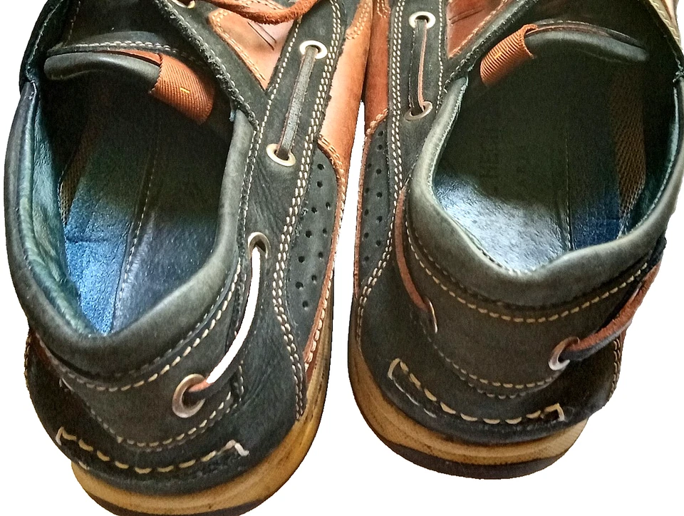 Y2K Daniel Hechter Paris Zapatos Barco Hombre Talla 11 Mocasines Cuero Encaje Foto 3 de 4