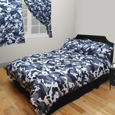 Camo Black Camouflage Duvet Cover Set Double Bed Grey Charcoal