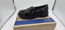 Clarks Westlynn Ayla Shoes Womens Size 7W Black Patent Loafer Comfort Slip On