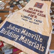 1950s Vintage JOHNS MANVILLE Building Materials Delaware Farmers Exchange Apron