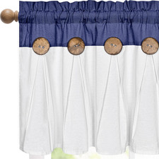 Farmhouse Valance Curtains, Boho Cotton Linen Kitchen Valances, Navy Blue Rustic