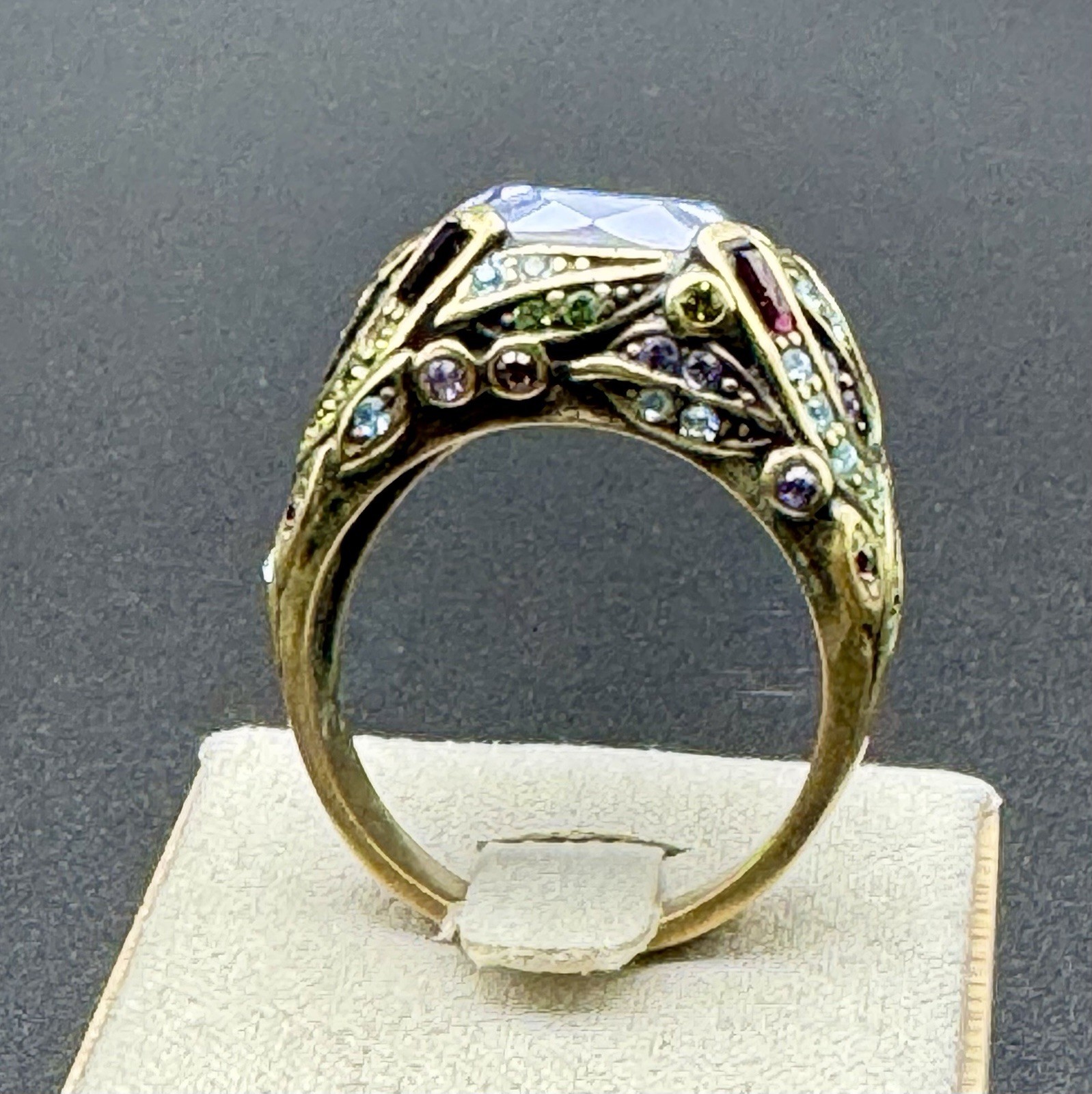 Heidi Daus Statement Ring Goldtone Multi Crystal … - image 11