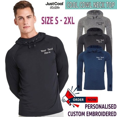 Personalisierter bestickter Hoodie Wasserfallausschnitt Wunschtext/Logo Unisex Geschenke Event