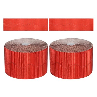 2Pcs 3.9inch x 164ft Bulletin Board Border, Metallic Red (1.3mm)