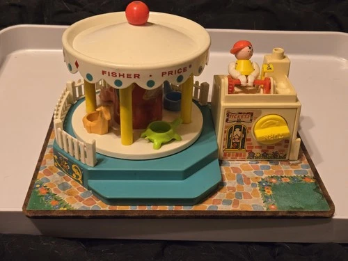 Vintage 1972 Fisher Price Little People Play Merry Go Round Carousel not Working