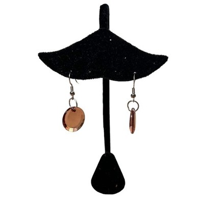 New Handmade Silver Tone Peach Plastic Disc Pierced Earrings