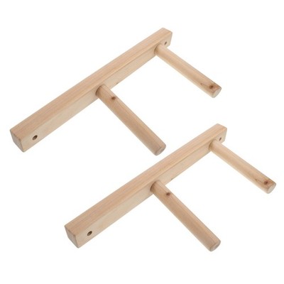 2 Pcs Yoga Mat Hanger Wall Mount Tier Wooden Gear Organizer Foam Roller Holder