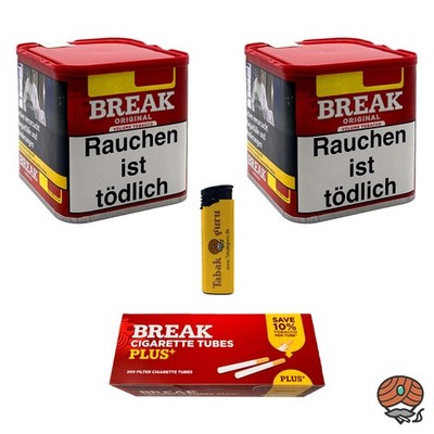 Break Original Volumentabak Dose 2x 41g, Break Plus Extra Hülsen, Feuerzeug
