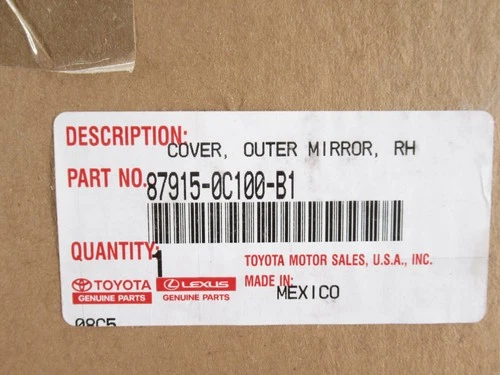 Genuine OEM Toyota 87915-0C100-B1 Passenger RH Side Mirror Cover Silver