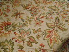 Raymond Waites/ Mill Creek Designer Fabric Large Floral Linen Remnant 56" x 24"