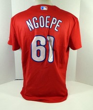 Philadelphia Phillies Gift Ngoepe #61 Game Used Red Jersey Ext ST BP L 813