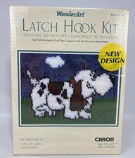 Caron Latch Hook Kit WonderArt Hound Dog Puppy Rug Vintage 15" x 20" New