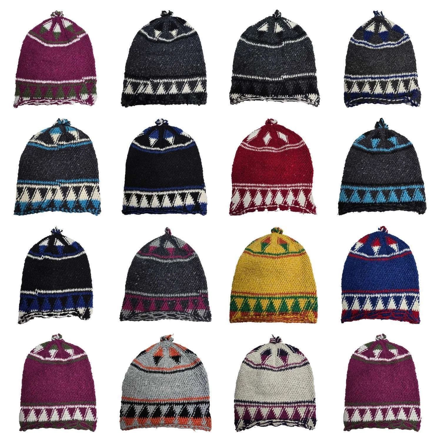 Unisex Winter Multicoloured Beanie Moroccan100% Hand Knitted Wool Hats