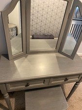 Grey Dressing Table with Stool and Mirror