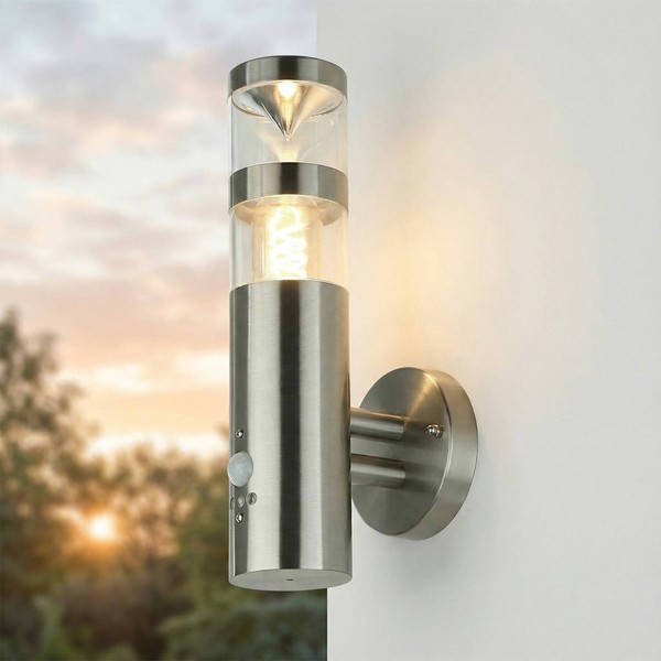 AußEnwandleuchte Mit Bewegungsmelder E27 IP44 Edelstahl AußEnlampe Wand-image